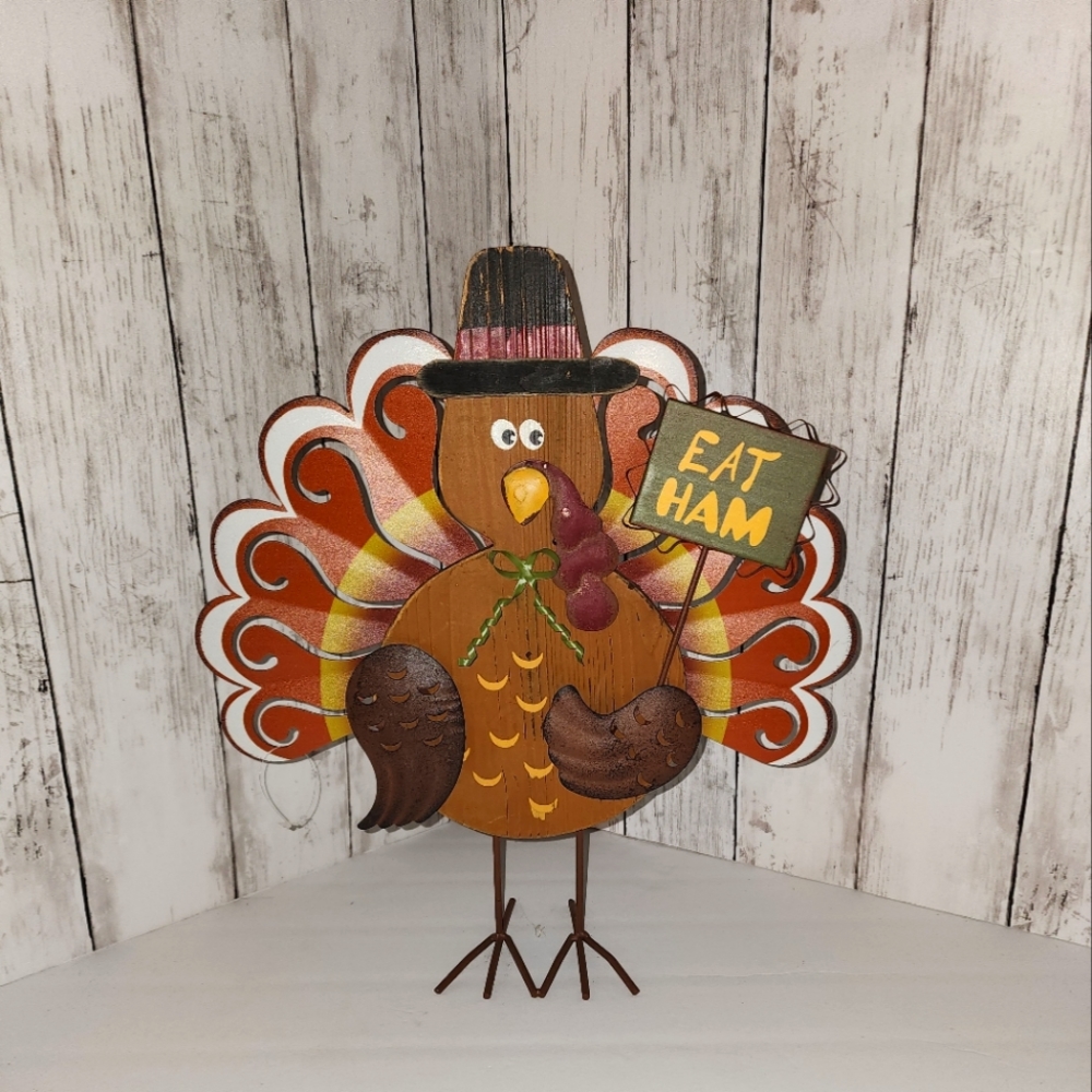 *SOLD* New Hobby Lobby Decorative Turkey EAT HAM Fall Metal Figure